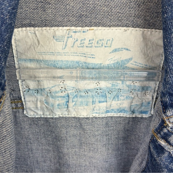 Freego Western Vintage studded beaded Jean denim jacket size: M - Picture 10 of 14